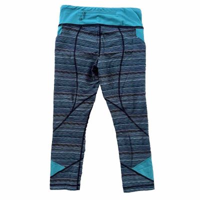 Women's Lululemon Pace Rival Cropped Space Dye Twist Workout Blue Leggings Sz 6
